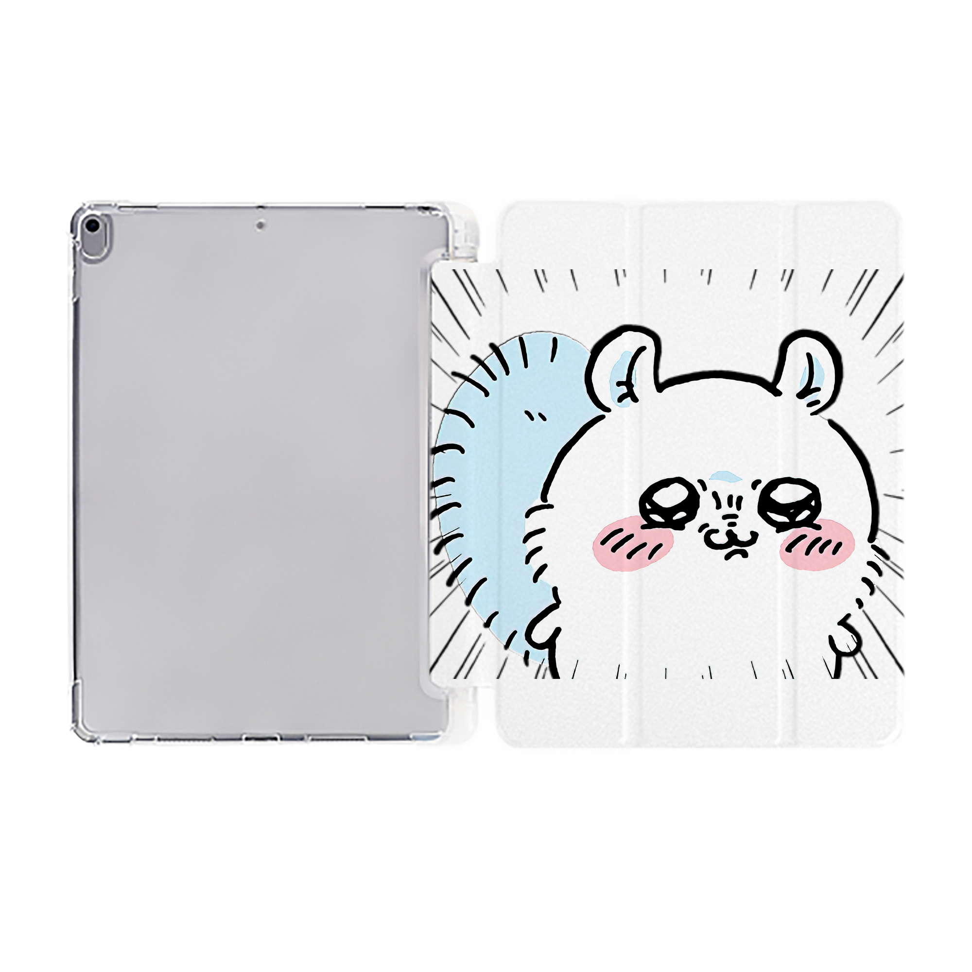 （画像用） ちいかわ モモンガ Chii-kawa Momonga IPad ケース ペン収納付き 三つ折りスタンド PUレザー×シリコン 対応機種9.5/10.5/10.9インチ